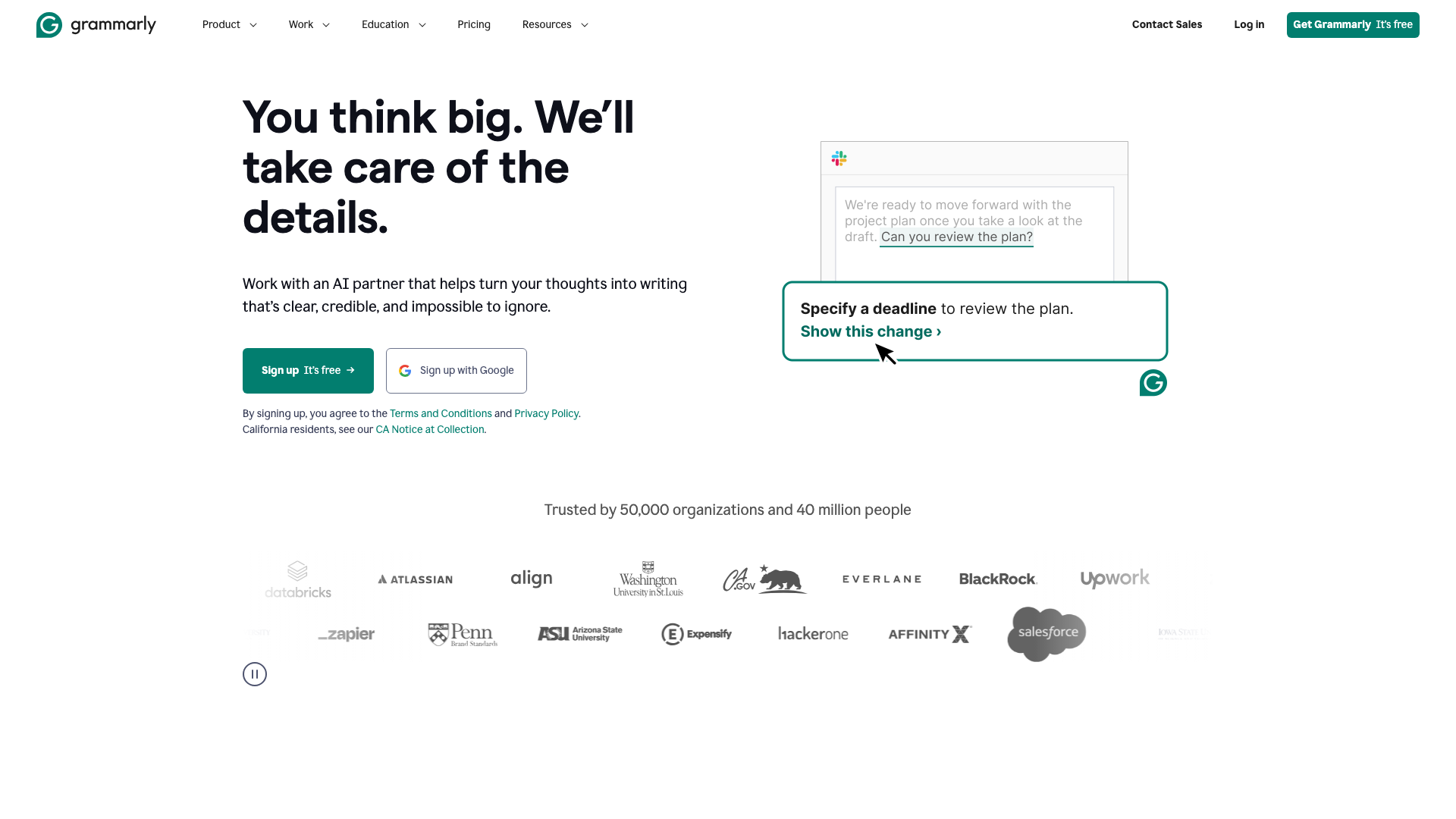 Grammarly AI detection interface showing probability score and text analysis